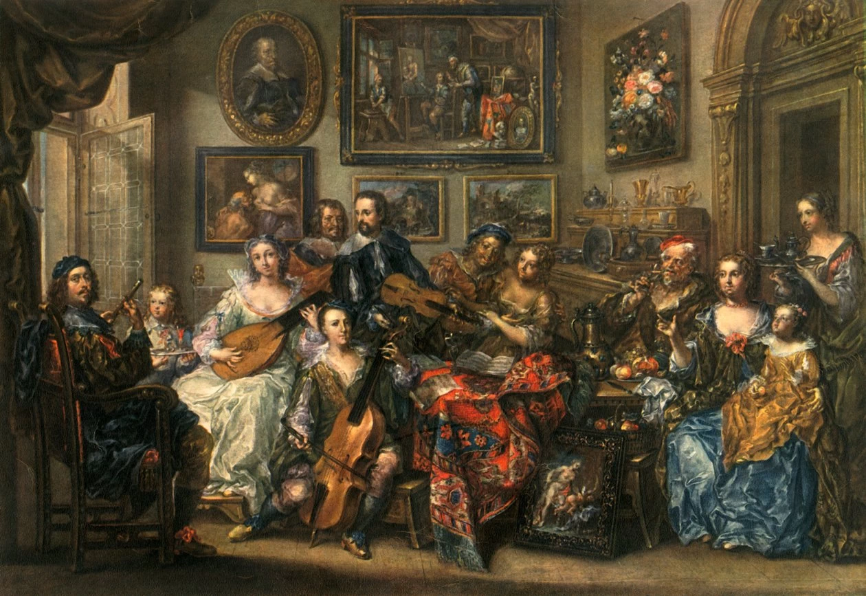 Flauto, liuto, violoncello e violino